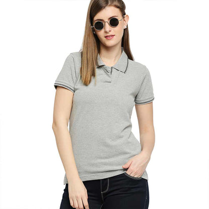 Classic Women's Plain Polo Neck T-Shirt - Versatile & Comfortable