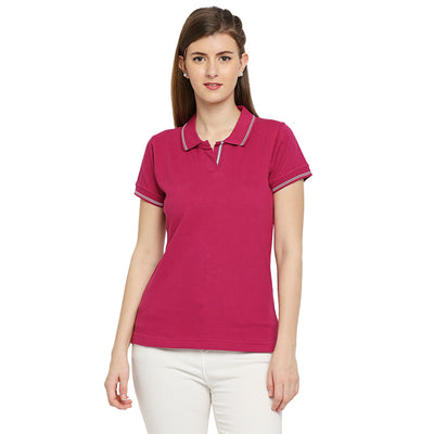 Cotton Polo Neck T-Shirt For Women