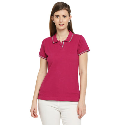 Cotton Polo Neck T-Shirt For Women - Style & Comfort