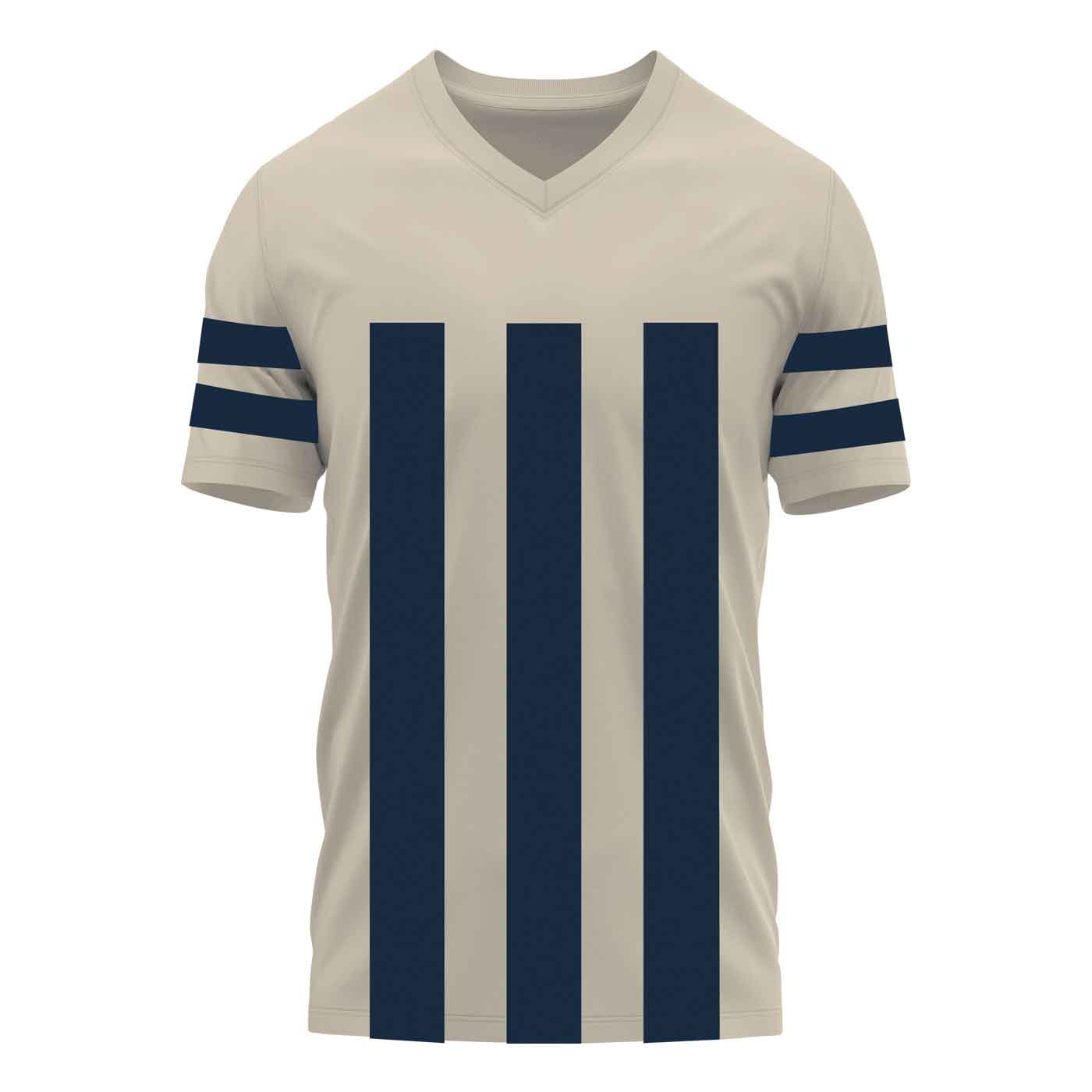 Custom V-Neck Sports Jersey Sample - Beige Blue