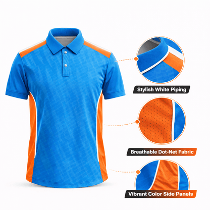 Premium Custom Sports Polo Jersey with Side Mesh Panels & Logo
