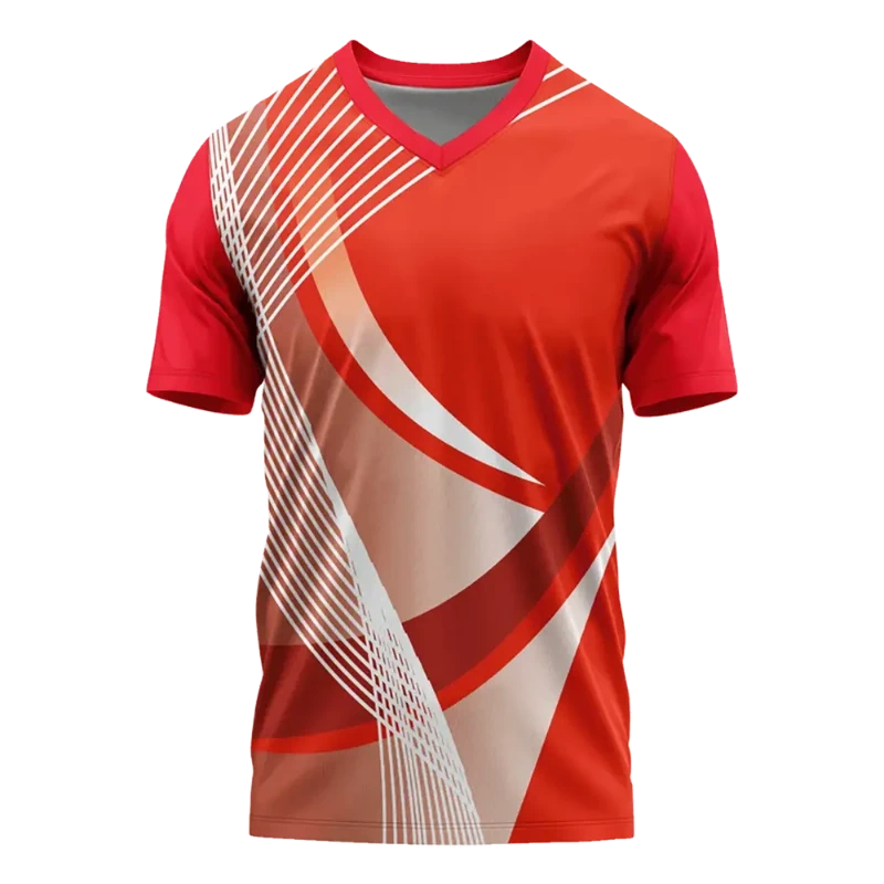 Customised V-Neck Sports Jersey -  Red & White [Bulk Pricing] (Min Quantity : 10)