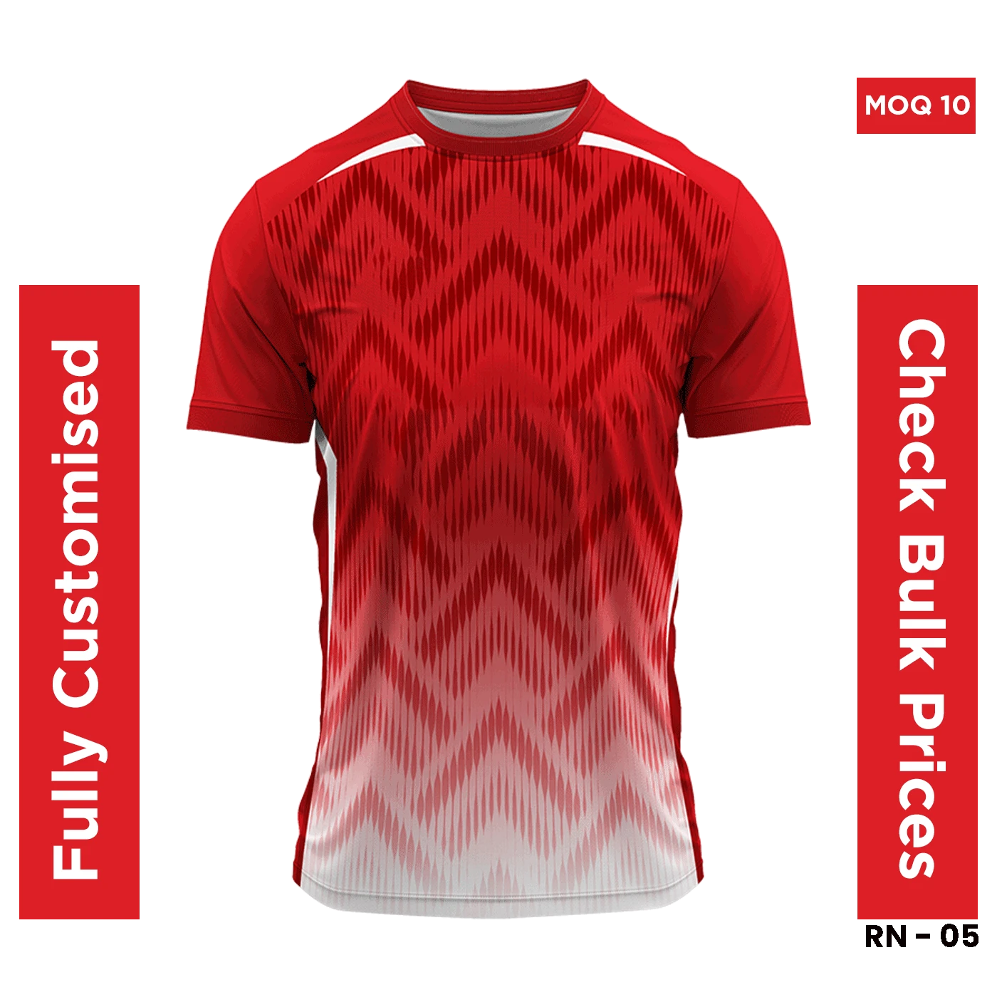 Round Neck Cricket Jersey - Breathable Fit - Red [Check : Bulk Prices ] -  Minimum Quantity 10