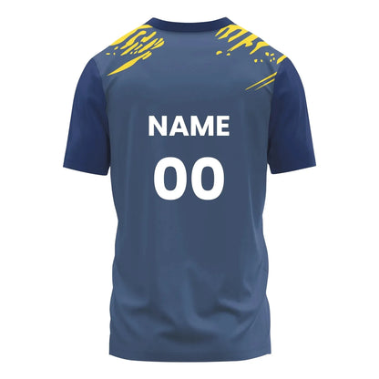 High-Performance V Neck Jersey - Custom Teamwear - Blue & Yellow - [Bulk Orders] - Minimum Order 10
