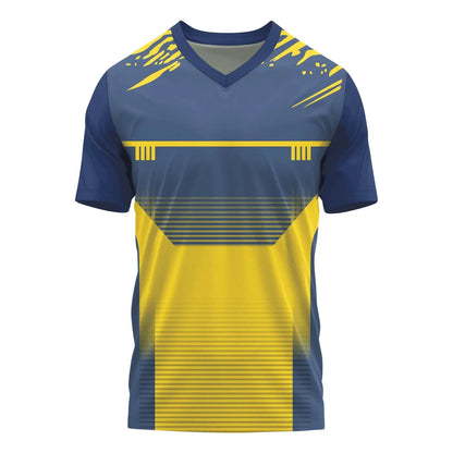 High-Performance V Neck Jersey - Custom Teamwear - Blue & Yellow - [Bulk Orders] - Minimum Order 10