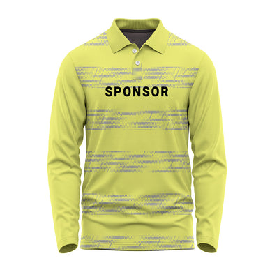Yellow custom full sleeve polo jersey with personalised company logo
