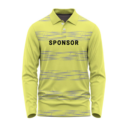 Yellow custom full sleeve polo jersey with personalised company logo