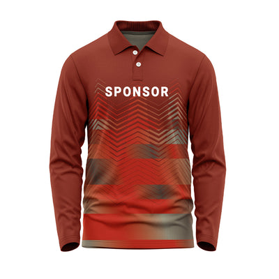 Custom full sleeve polo sports jersey with dry fit fabric and personalized logo printing