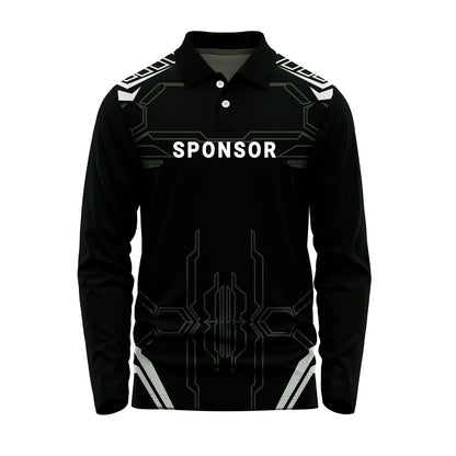 Full Sleeve Polo Jersey, Tech Pattern Jersey, Printed Polo Jersey, Custom Teamwear, Dry Fit Polo Shirt, Personalized Sports Jersey, Corporate Polo Uniform, Sublimation Sportswear, Logo Printed Jersey, Team Apparel, Men's Polo Sportswear, Promotional Uniform, Event Team Jersey, Sports Clothing, Sheinic