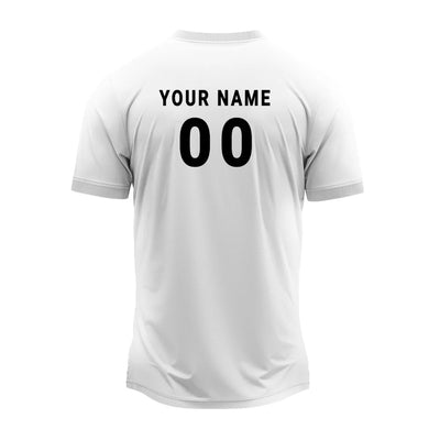 White jersey back with sample player name and number 00