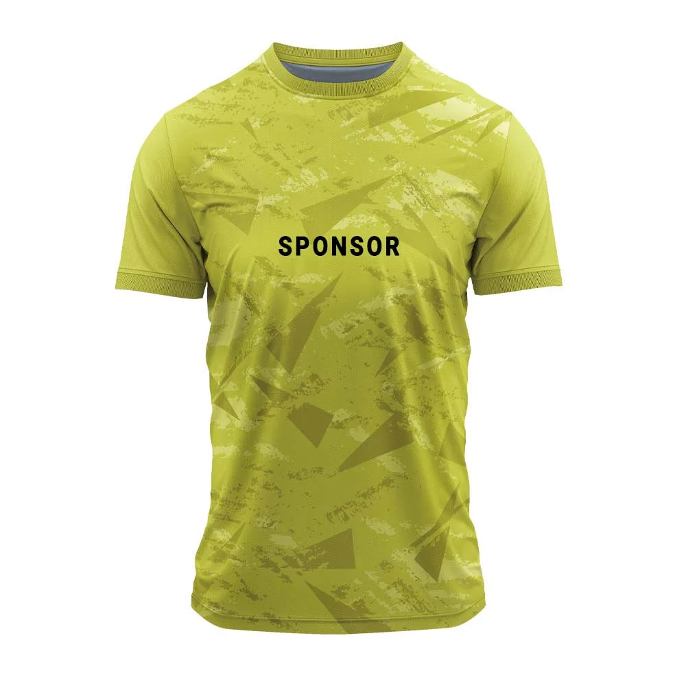 Lime yellow abstract jersey front with sample sponsor logo on the chest