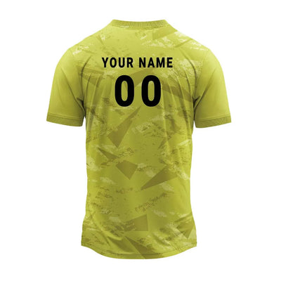 Lime yellow abstract jersey back with sample player name and number 00