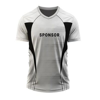 Silver Curve V-neck jersey front with sample sponsor placement