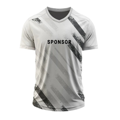 Grey Brush V-neck jersey front with sample sponsor placement