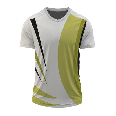 Lime Panel V-neck jersey front, white jersey with lime side panel and black lines