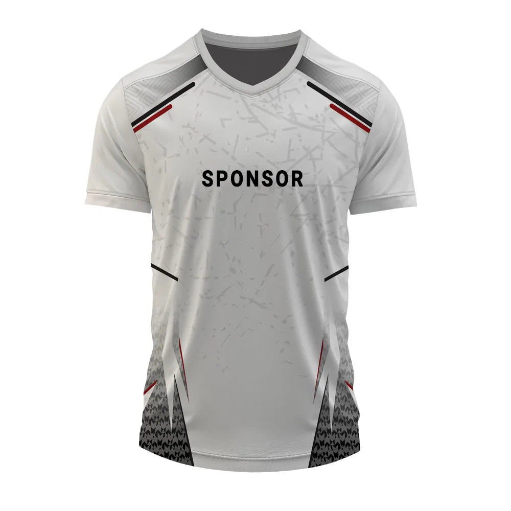 Red Dash V-neck jersey front with sample sponsor placement