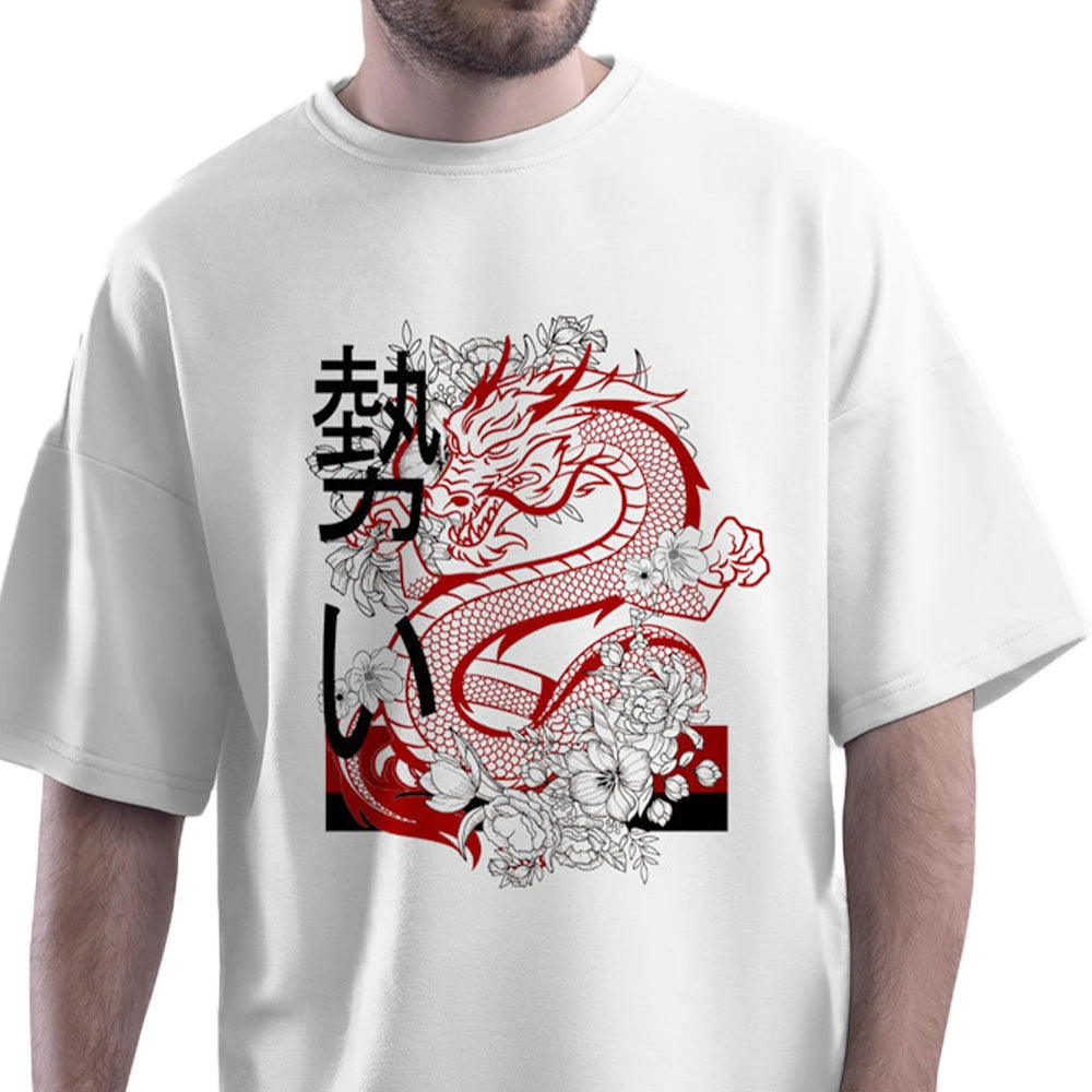 Oversized tee shirts
Over sized t shirt
Japanese dragon t-shirt
Dragon t shirt 
Printed Tee
Graphic Tees
Down shoulder t shirt
