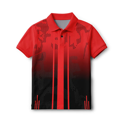 Custom Kids Polo Jersey – Vibrant Red & Black Active Tee with Name Print