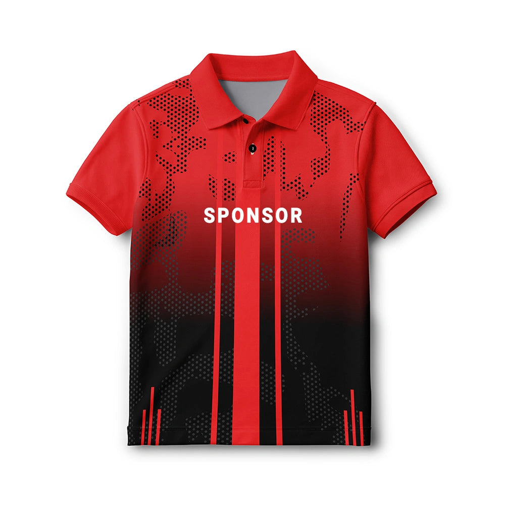 Custom Kids Polo Jersey – Vibrant Red & Black Active Tee with Name Print