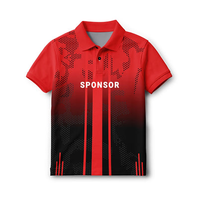 Custom Kids Polo Jersey – Vibrant Red & Black Active Tee with Name Print