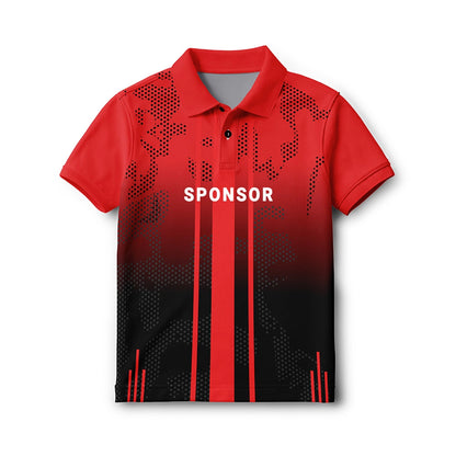 Custom Kids Polo Jersey – Vibrant Red & Black Active Tee with Name Print