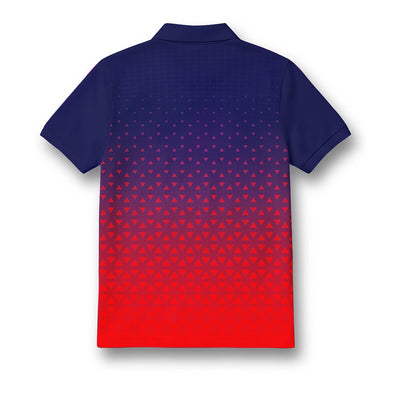 Kids Gradient Polo Tee – Navy to Red Geometric Print Custom Jersey