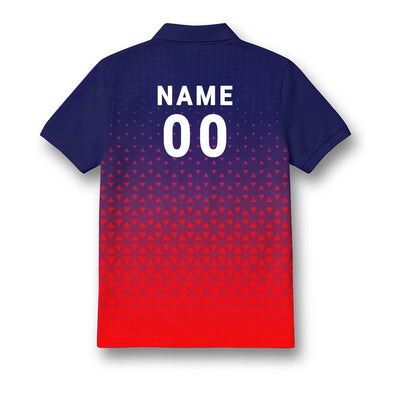 Kids Gradient Polo Tee – Navy to Red Geometric Print Custom Jersey