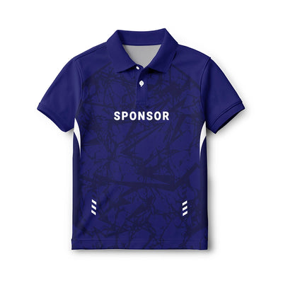 Kids Deep Blue Polo Jersey – Abstract Graphic Print Custom Sports Tee