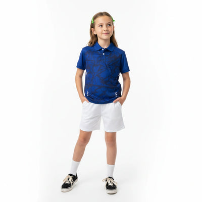 Kids Deep Blue Polo Jersey – Abstract Graphic Print Custom Sports Tee