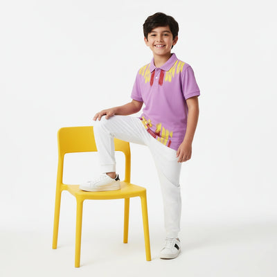 Personalized Kids Graphic Polo Shirt – Vibrant Print Custom Name Jersey