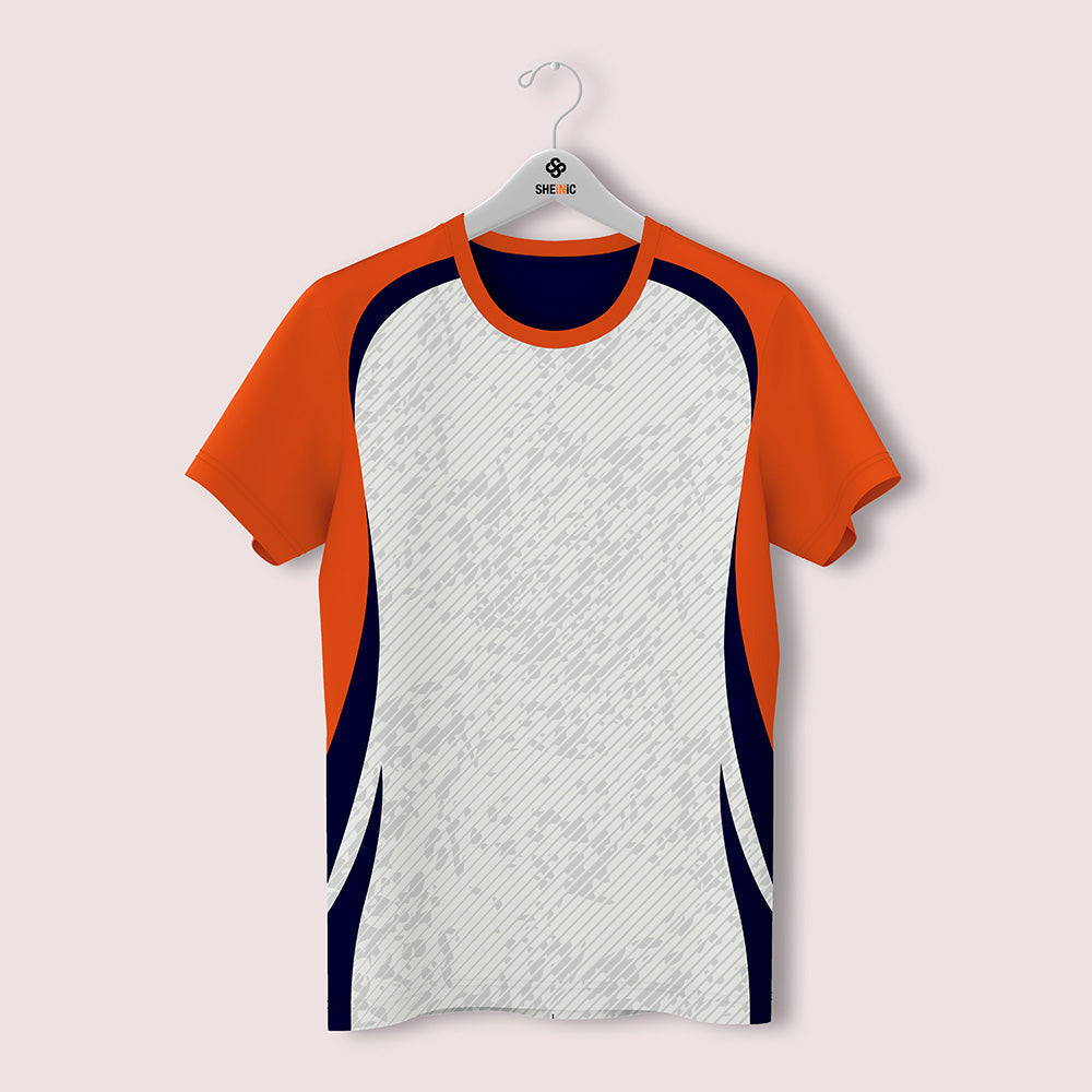 Front view of kids custom round-neck sports jersey