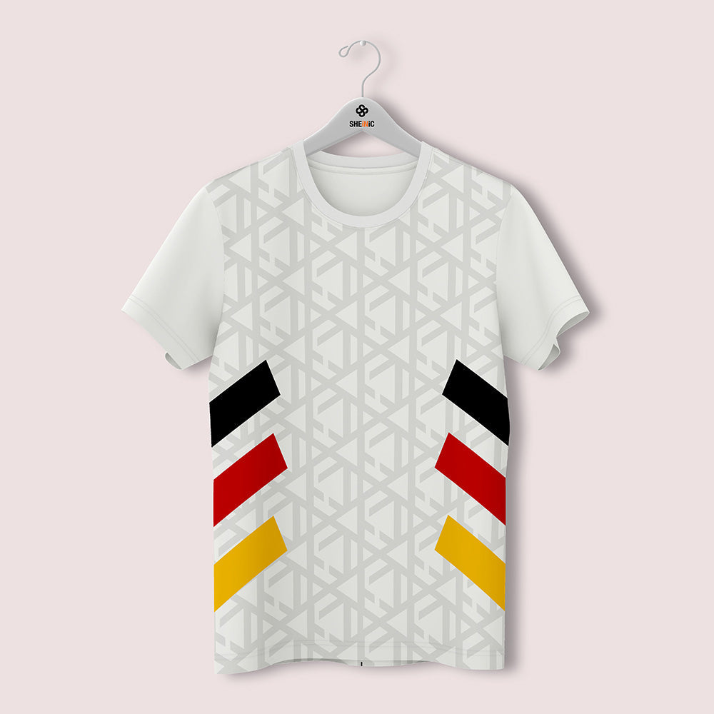 Front view of kids custom round-neck sports jersey
