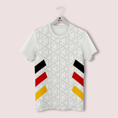 Front view of kids custom round-neck sports jersey