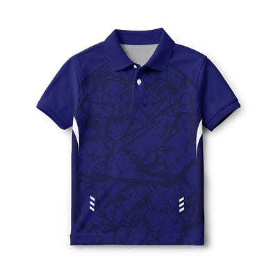 Kids navy camo polo jersey front view