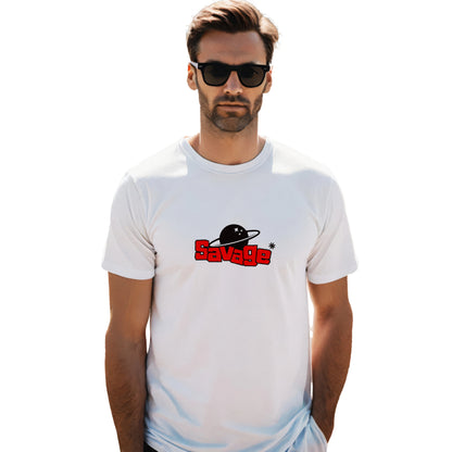savage t shirt men, graphic t shirt for men, streetwear cotton tee, space print t shirt, men’s casual t shirt, bold print t shirt, urban style t shirt, savage design t shirt, trendy men’s t shirts, round neck t shirt men

