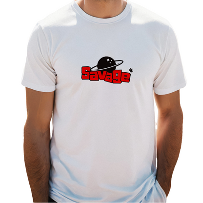 savage t shirt men, graphic t shirt for men, streetwear cotton tee, space print t shirt, men’s casual t shirt, bold print t shirt, urban style t shirt, savage design t shirt, trendy men’s t shirts, round neck t shirt men

