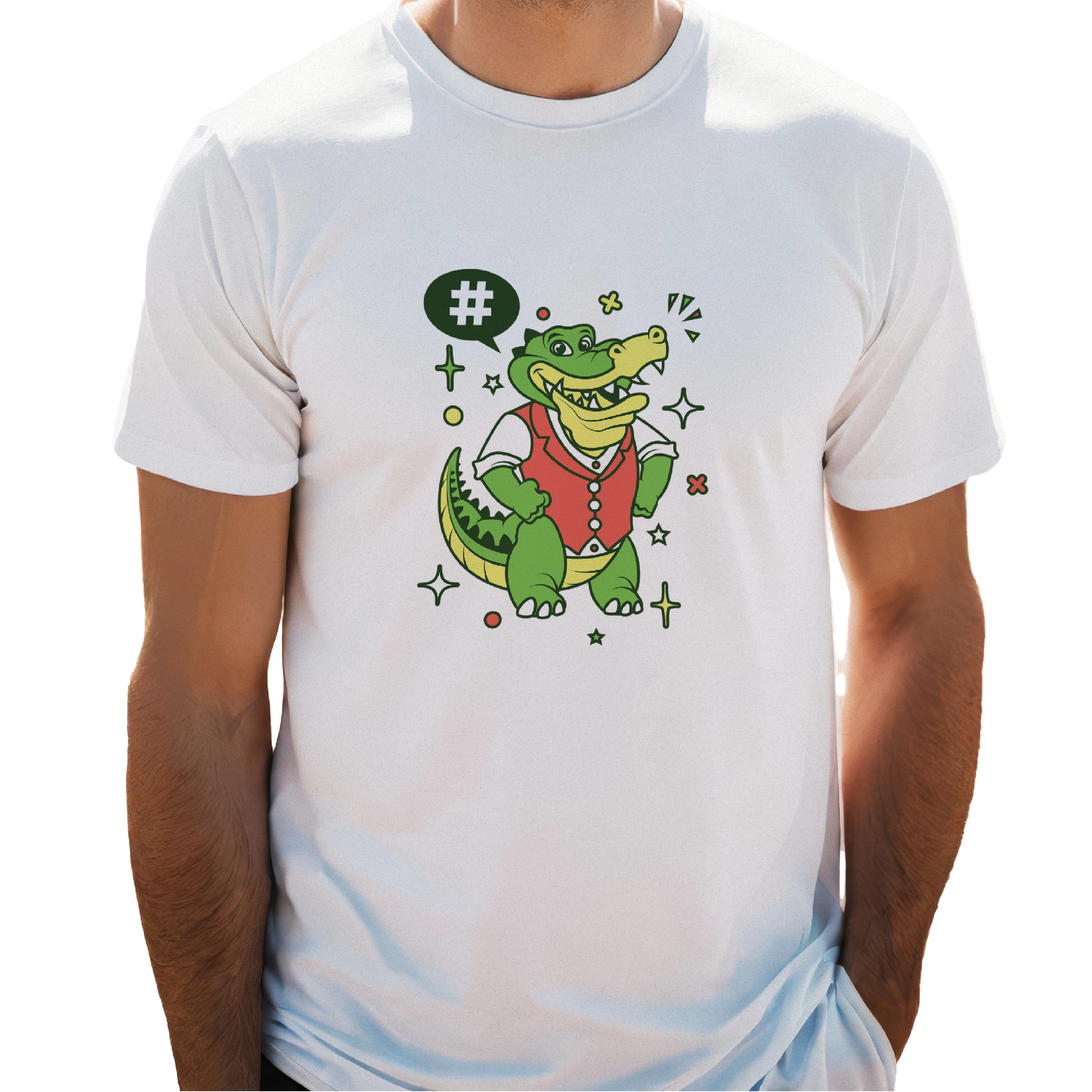 cartoon crocodile t-shirt, funny animal tee, crocodile graphic shirt, quirky alligator t-shirt, unisex cartoon print tee, novelty animal t-shirt, cool graphic t-shirts for men, cotton cartoon shirt, crocodile character shirt, casual printed tee, stylish animal design, cartoon fashion shirt, alligator clothing
