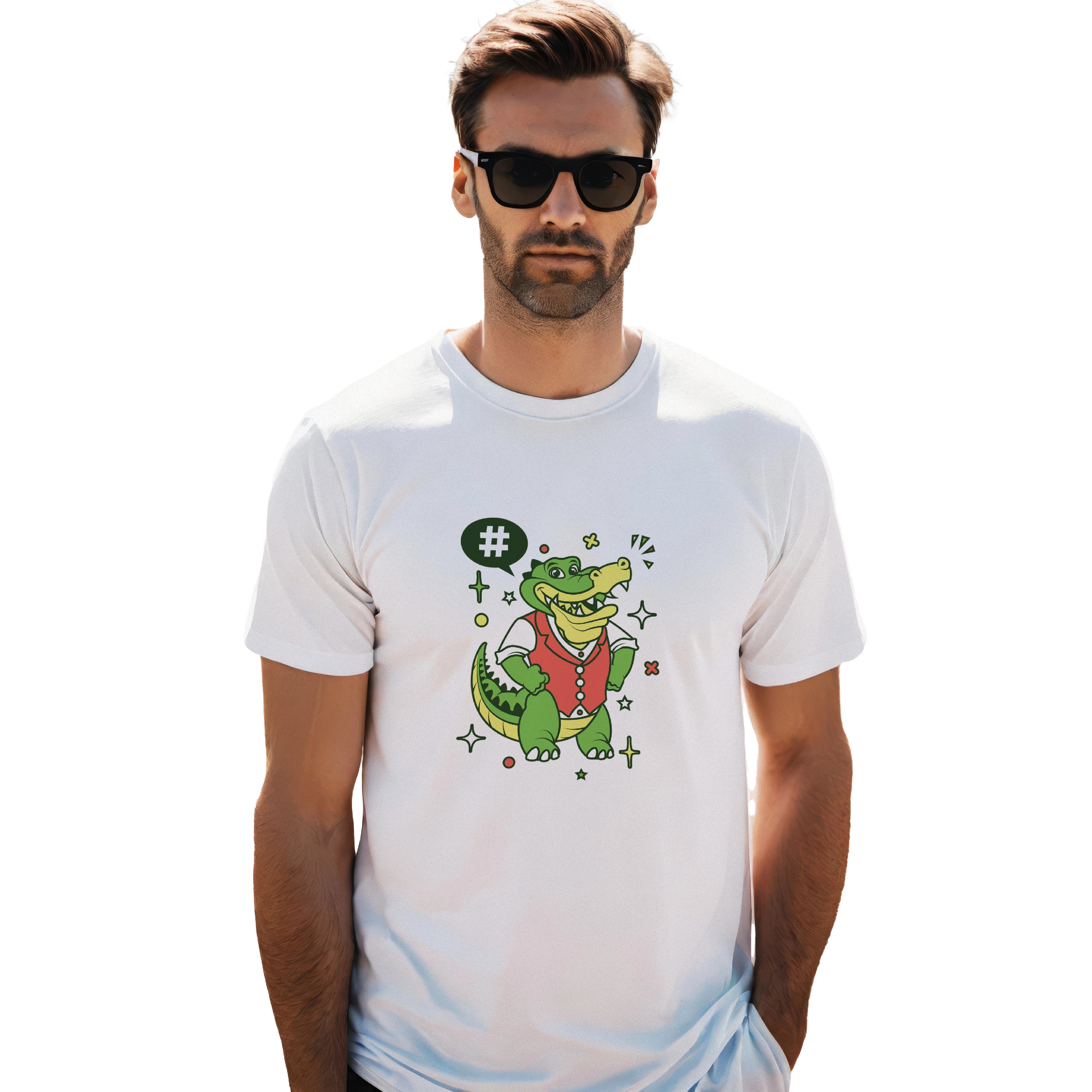 cartoon crocodile t-shirt, funny animal tee, crocodile graphic shirt, quirky alligator t-shirt, unisex cartoon print tee, novelty animal t-shirt, cool graphic t-shirts for men, cotton cartoon shirt, crocodile character shirt, casual printed tee, stylish animal design, cartoon fashion shirt, alligator clothing
