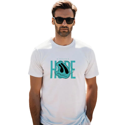 casual t shirt for men white, graphic t shirt men cotton, daily wear t shirt, printed t shirt for men, men’s summer cotton tee, hope typography shirt, motivational print t-shirt, crew neck casual tee, comfortable men’s t-shirt online

