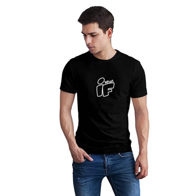 What If Typography 100% Cotton Round Neck T-Shirt for Men