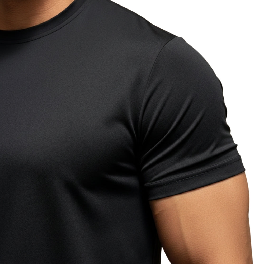 premium round neck jersey men, dry fit football t shirt, black training jersey, breathable sports tee men, crew neck fitness t shirt, men athletic wear top, regular fit sports t shirt, quick dry workout tee, solid black activewear shirt, football practice t shirt men, gym training top black, men performance t shirt, plain sports tee men, lightweight fitness apparel, sweat control sportswear men, half sleeve training t shirt, premium athletic jersey, men workout clothing top