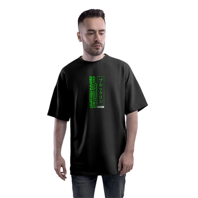 Artistic Brooklyn Print Oversized Cotton T-Shirt for Men