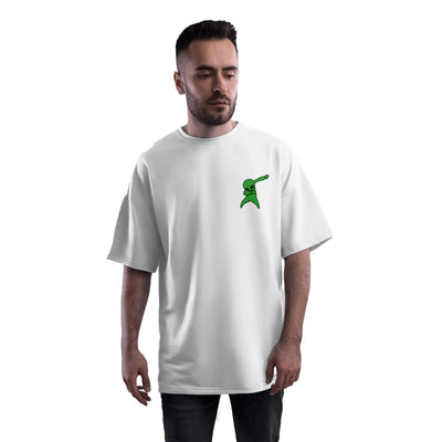 Printed Trendy White Oversized Graphic Tee for Men