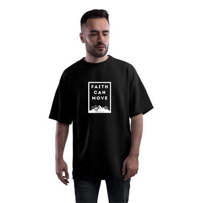 Faith Can Move Oversized Black Christian T-Shirt