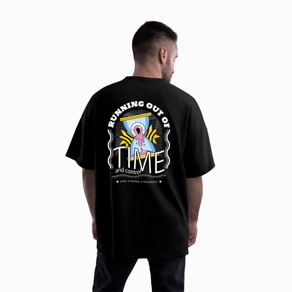 oversized t-shirt, drop shoulder t-shirt, oversized tee shirts, t-shirts for men, down shoulder t-shirt, XXXL t-shirt, graphic t-shirt, oversized tee for men, streetwear tee, Running Out of Time and Control t-shirt, cotton graphic t-shirt