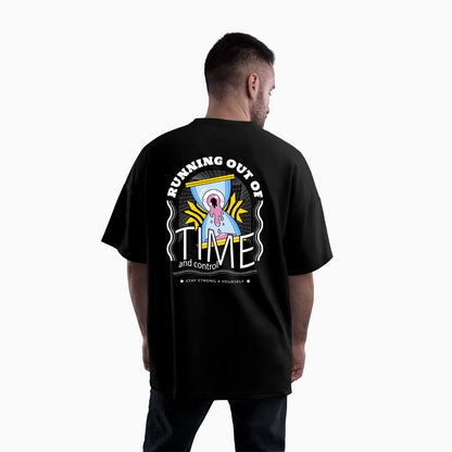 oversized t-shirt, drop shoulder t-shirt, oversized tee shirts, t-shirts for men, down shoulder t-shirt, XXXL t-shirt, graphic t-shirt, oversized tee for men, streetwear tee, Running Out of Time and Control t-shirt, cotton graphic t-shirt