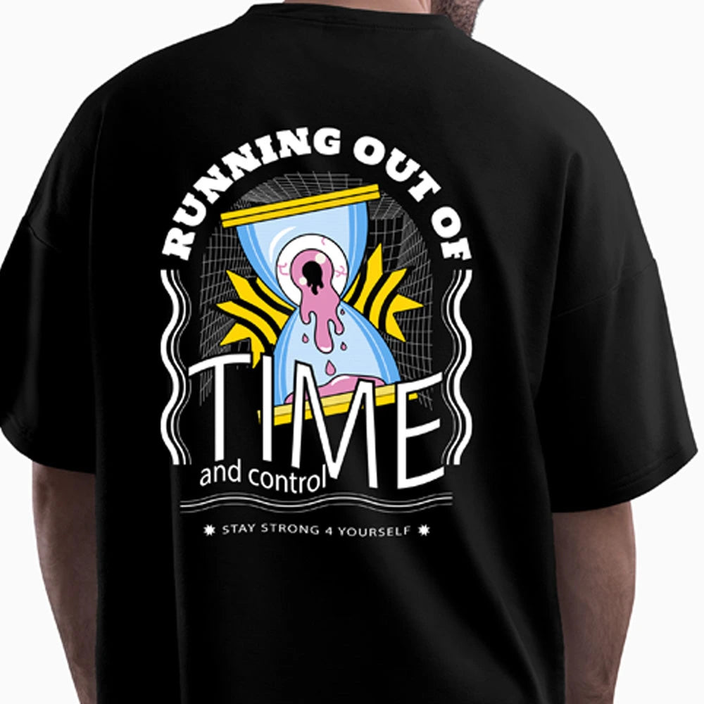 oversized t-shirt, drop shoulder t-shirt, oversized tee shirts, t-shirts for men, down shoulder t-shirt, XXXL t-shirt, graphic t-shirt, oversized tee for men, streetwear tee, Running Out of Time and Control t-shirt, cotton graphic t-shirt