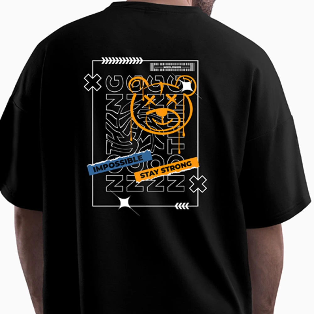 oversized t-shirt, drop shoulder t-shirt, oversized tee shirts, t-shirts for men, down shoulder t-shirt, XXXL t-shirt, graphic t-shirt, oversized tee for men, streetwear tee, Impossible Stay Strong t-shirt, cotton graphic t-shirt

