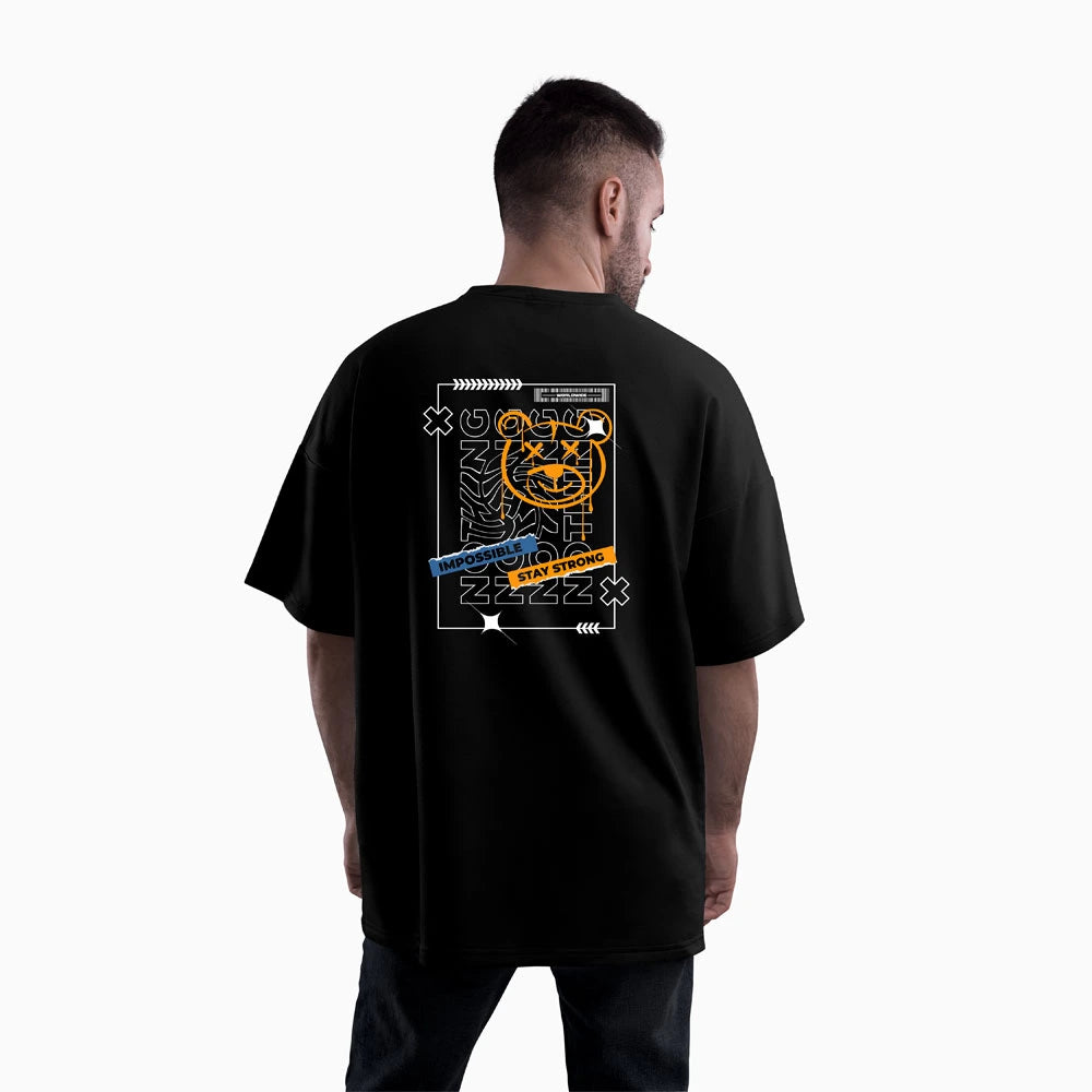 oversized t-shirt, drop shoulder t-shirt, oversized tee shirts, t-shirts for men, down shoulder t-shirt, XXXL t-shirt, graphic t-shirt, oversized tee for men, streetwear tee, Impossible Stay Strong t-shirt, cotton graphic t-shirt

