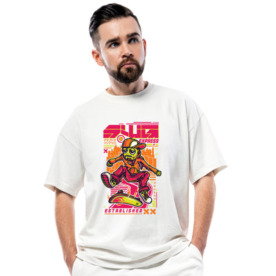 Unisex Oversized Cotton Tee Shirt Funky Urban Skater Print